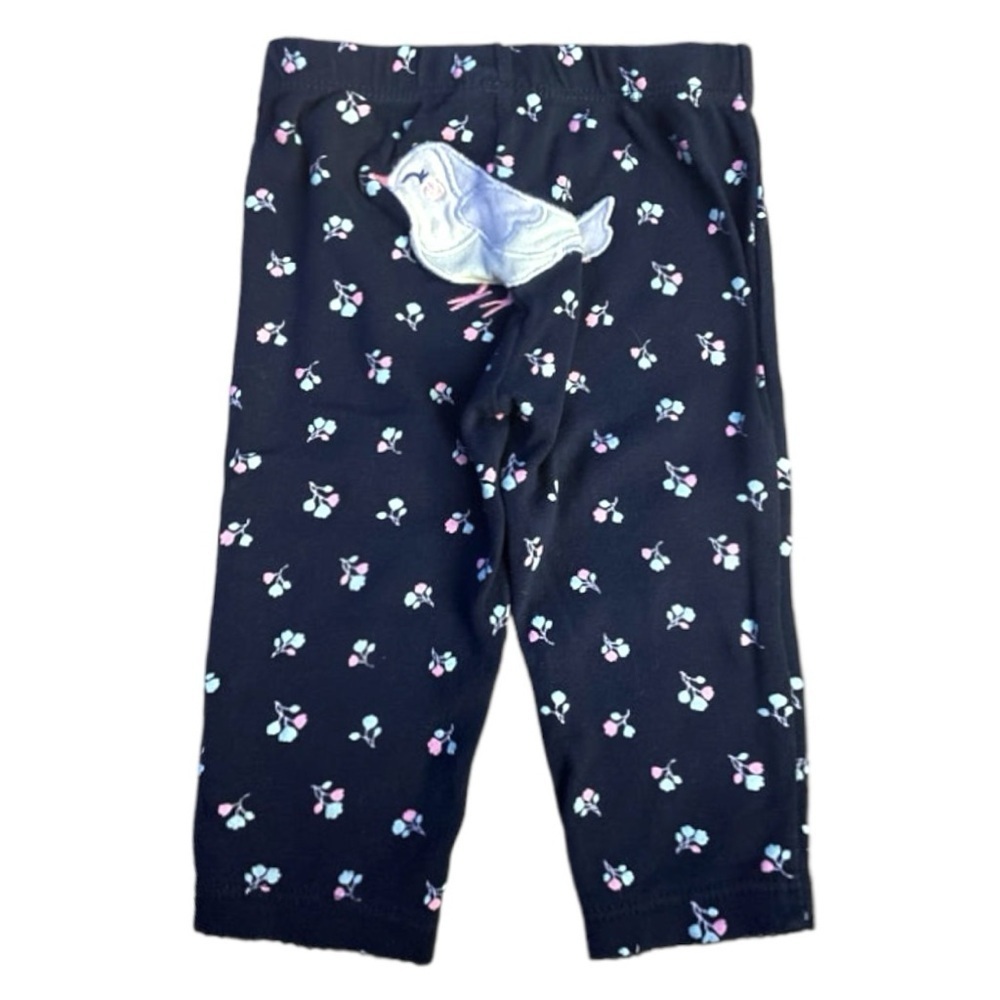 Navy Blue Flower Leggings with Bird Bum